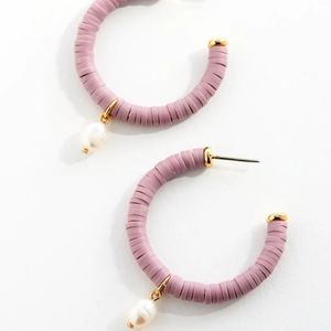 Pink Hoops w/Freshwater pearl and gold accents.